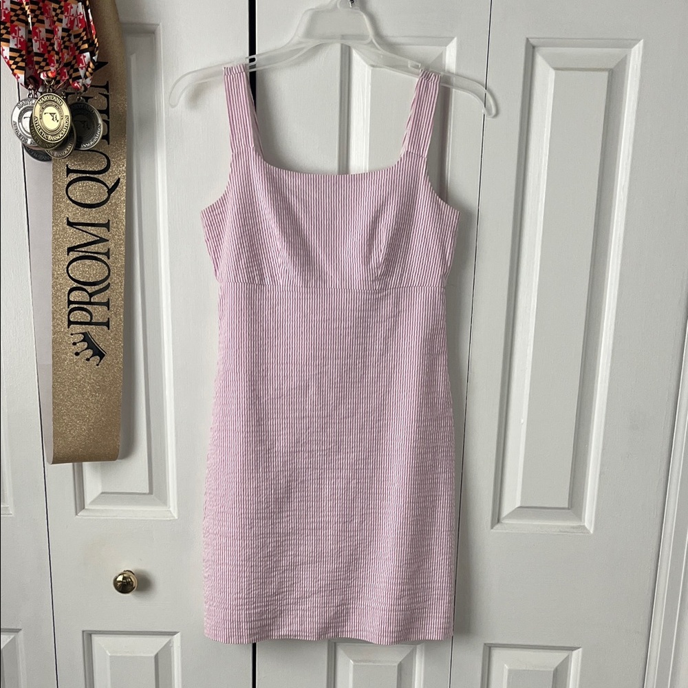 J. Crew Sleeveless Pink and White Stripe Dress 00P